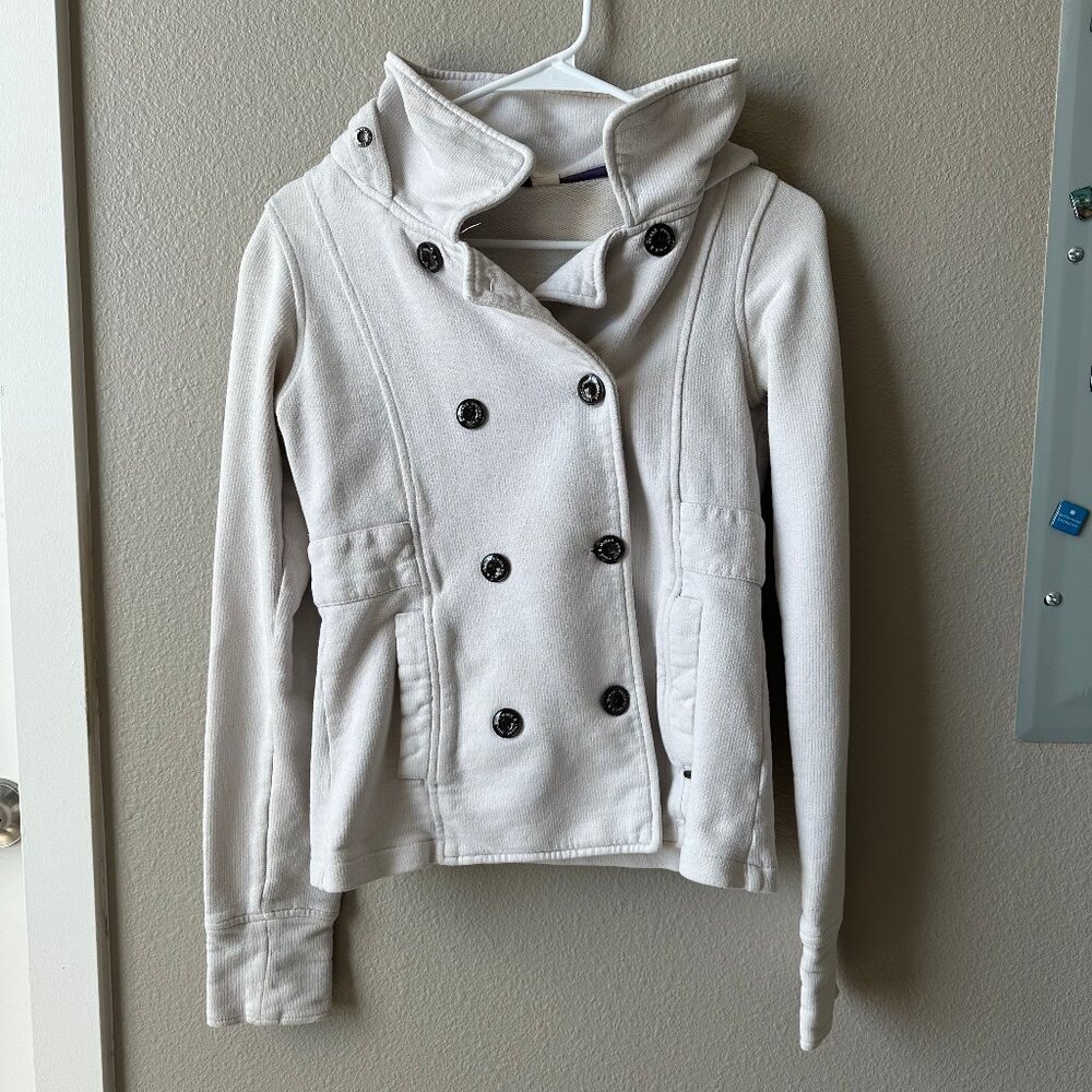 Element Women's White Soft Jersey Knit Button Front Peacoat Style Sweater Size M